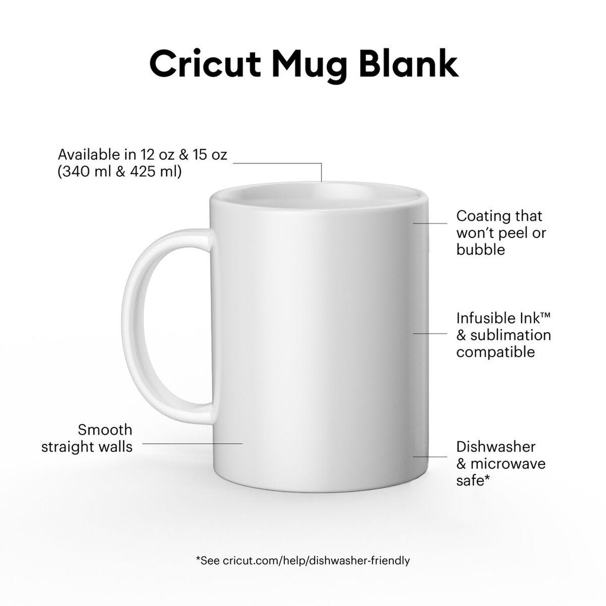 Taza Personalizable para Plotter de corte Cricut 12 Oz Blanco (2 Unidades) (2)