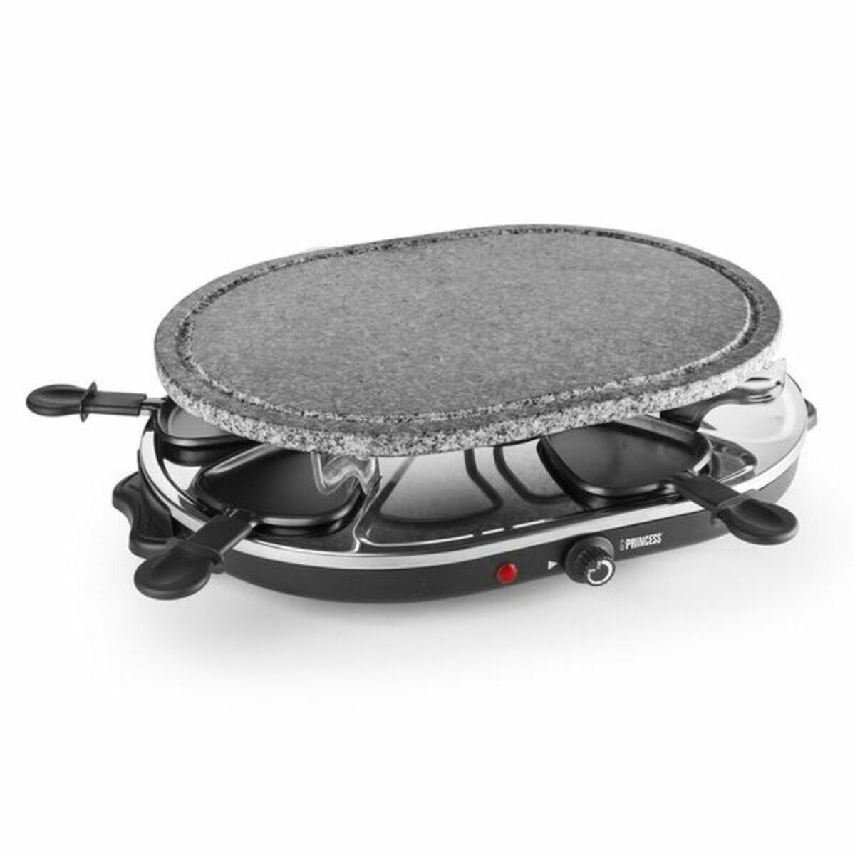 Raclette Princess 8 Oval Stone Grill Party Negro Gris (2)
