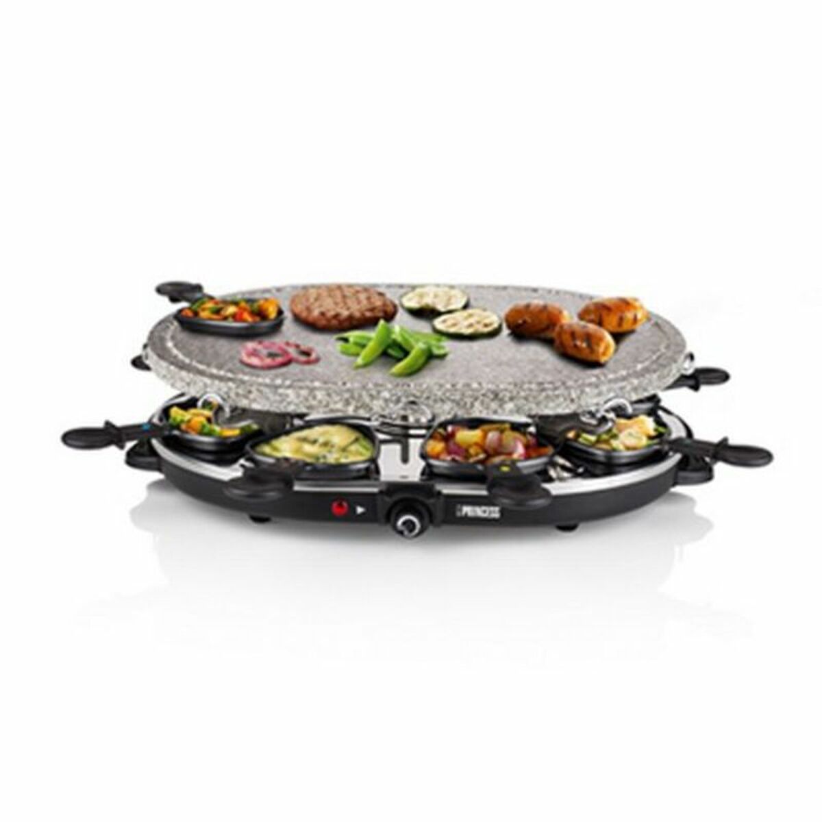 Raclette Princess 8 Oval Stone Grill Party Negro Gris (4)