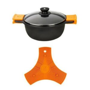 Cacerola con Tapa de Cristal BRA A270332 Negro Ø 32 cm