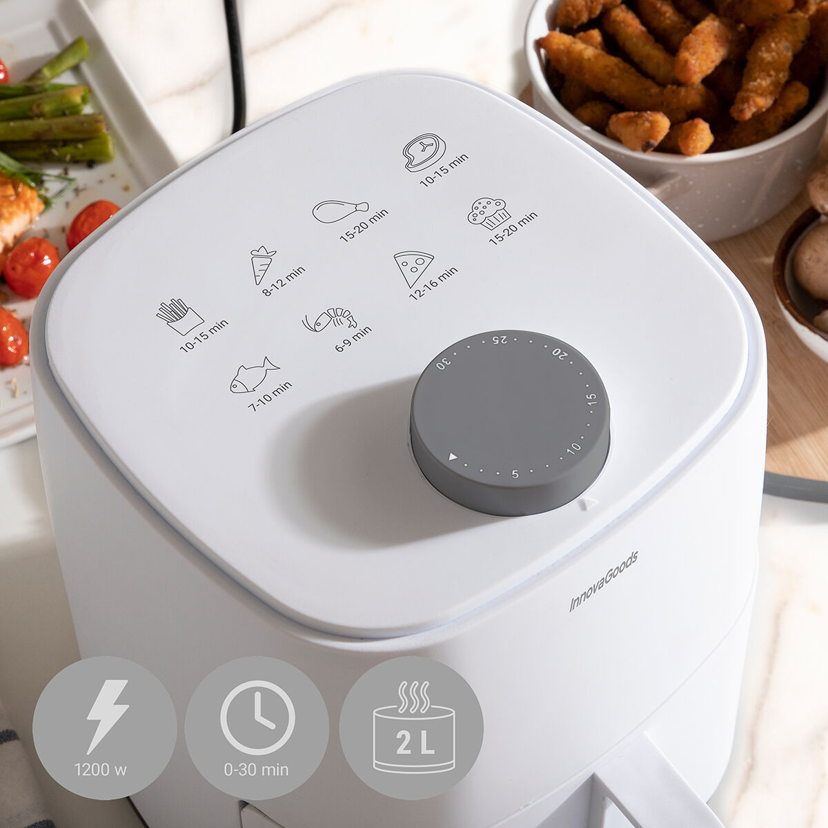 Freidora de Aire InnovaGoods Fryinn Lite 2000 Blanco 1200 W 2 L (5)