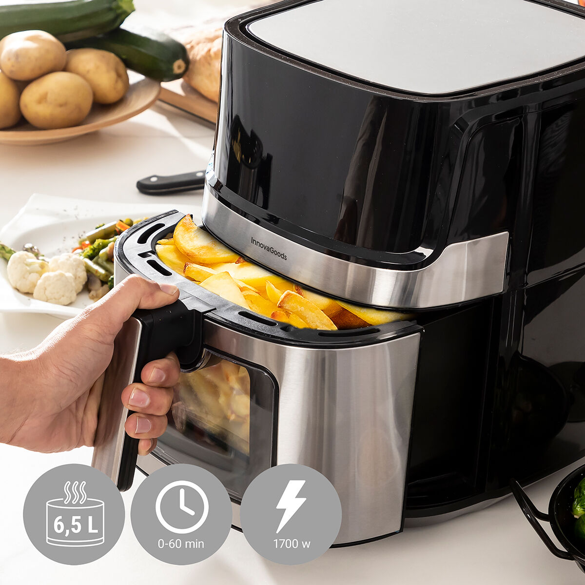 Freidora de Aire InnovaGoods Fryinn View 6500 Negro 1700 W 6,5 L Acero Inoxidable - Imagen 4
