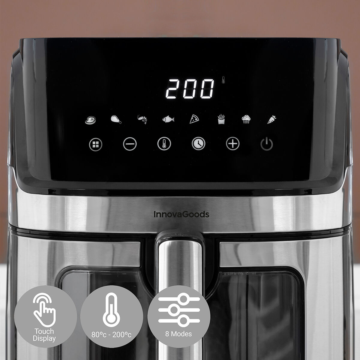 Freidora de Aire InnovaGoods Fryinn View 6500 Negro 1700 W 6,5 L Acero Inoxidable - Imagen 5
